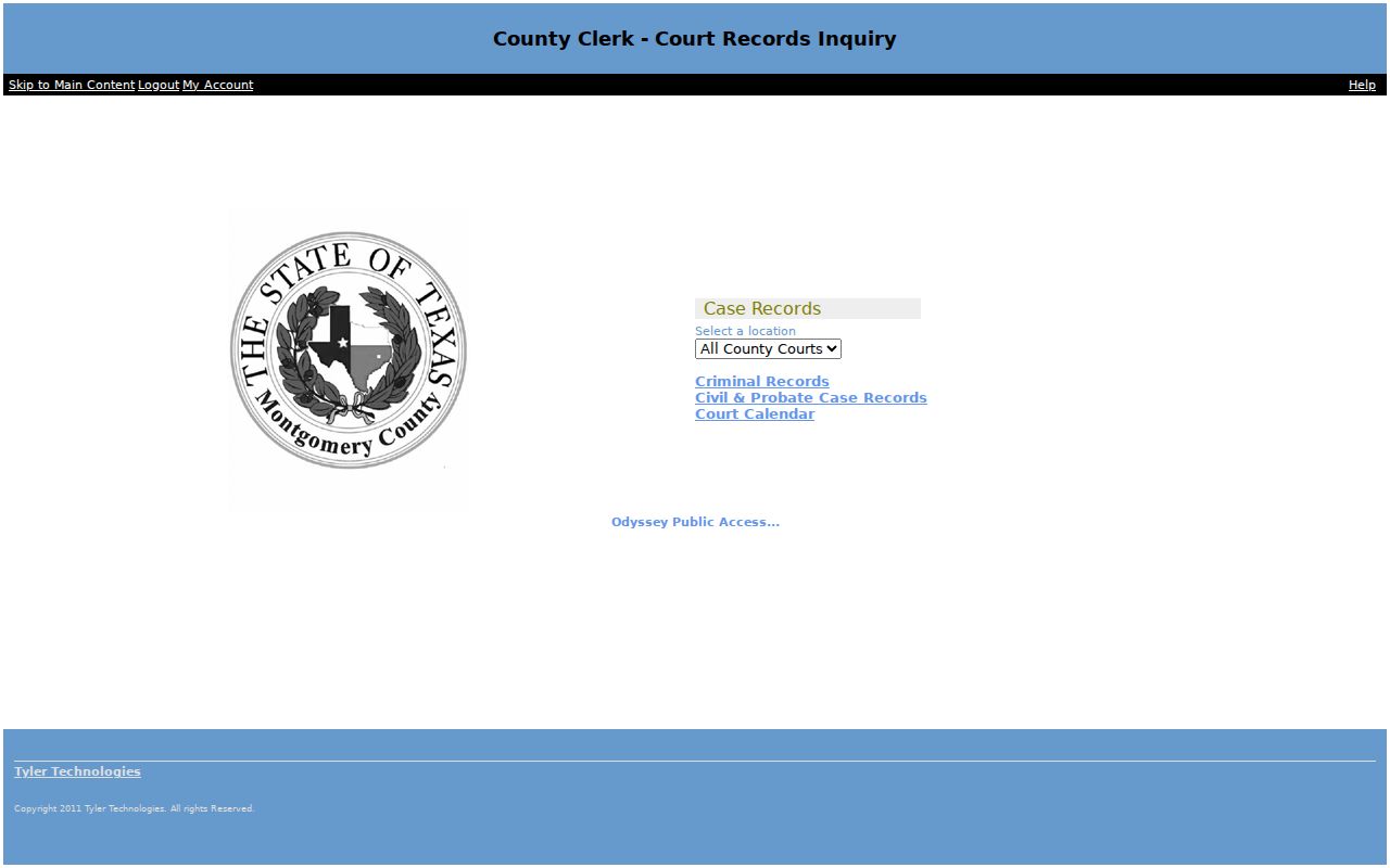 The Woodlands resident lookup Montgomery County Clerk Odyssey court categories