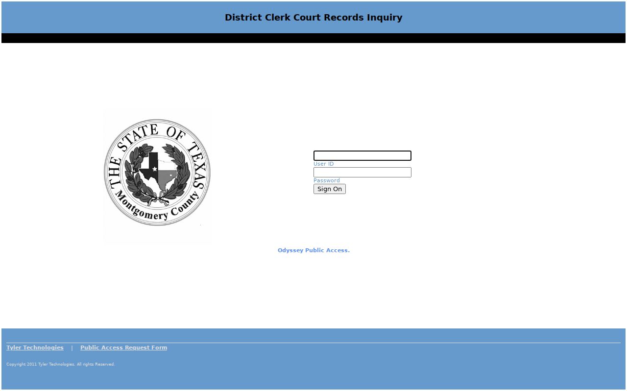 The Woodlands resident lookup Montgomery District Clerk Odyssey public access
